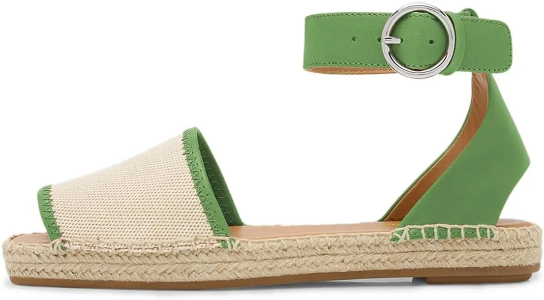 YDN Women Open Peep Toe Summer Flat Sandals Low Wedge Heels Ankle Strap Buckled Espadrilles Daily Outfit Party Beach Dress Size 4-16 US