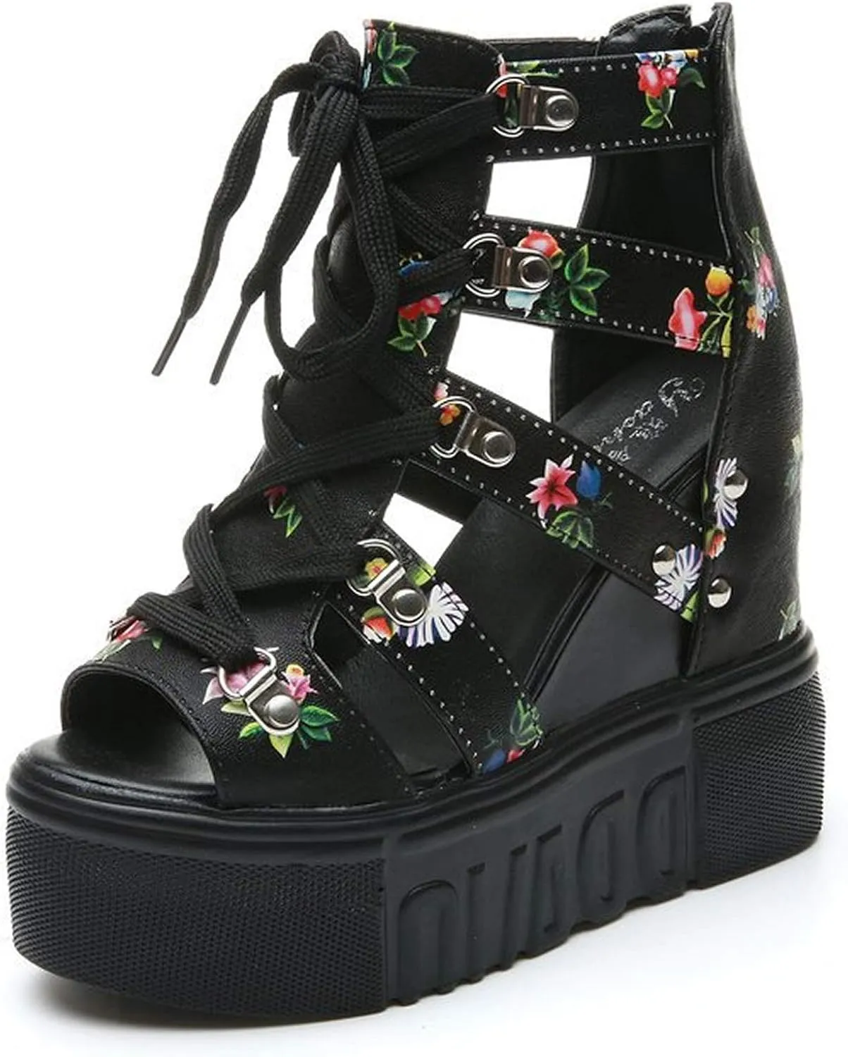 YIYA Women's Wedge Sandal Peep Toe Platform Wedges Shoes Chunky High Heels for Women Floral Flatform Sandals