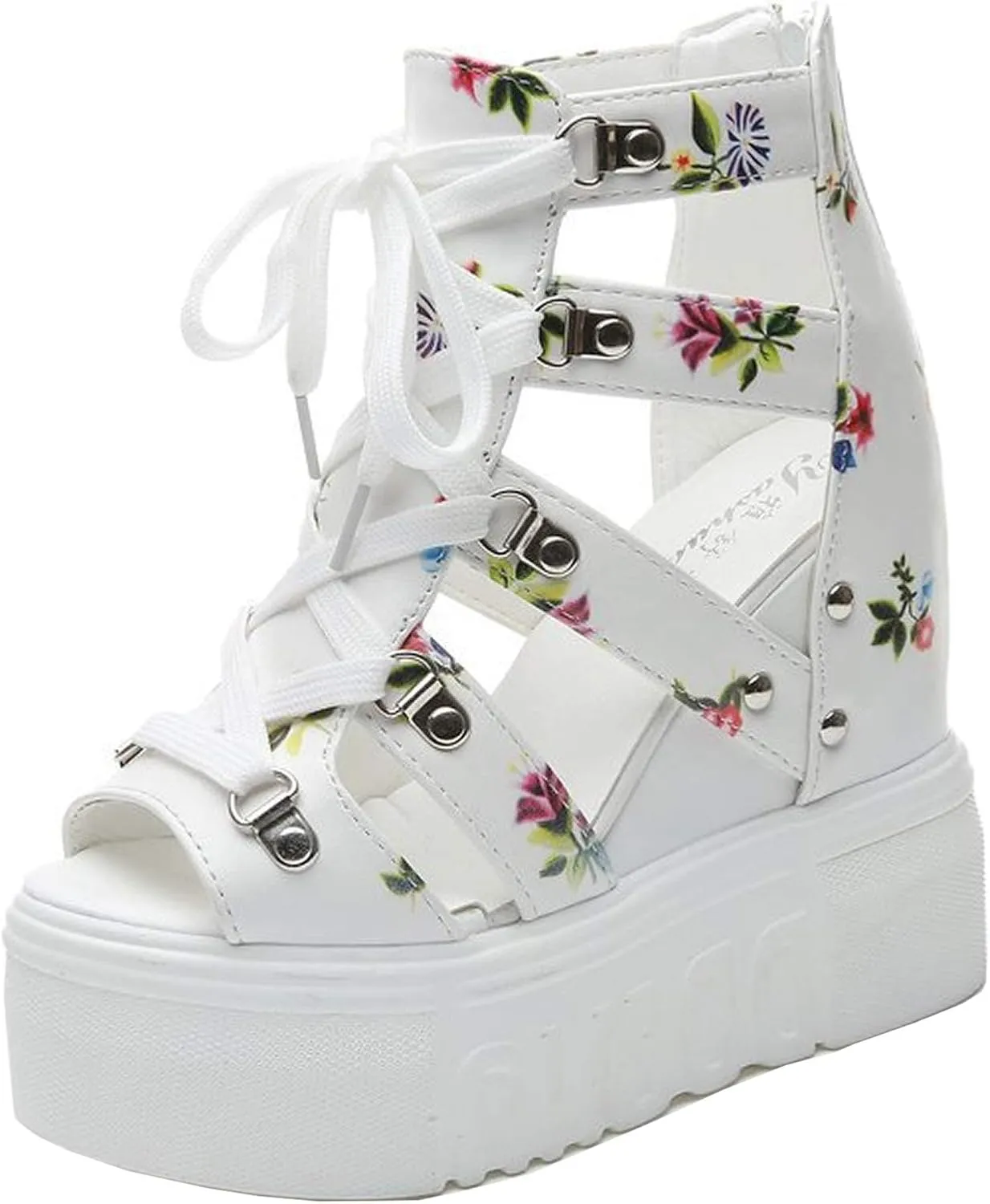 YIYA Women's Wedge Sandal Peep Toe Platform Wedges Shoes Chunky High Heels for Women Floral Flatform Sandals