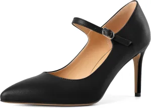 YODEKS Womens Mary Jane High Heel Pumps 8cm Stilettos Pointed Toe Court Shoes Office Party Wedding Dress Shoes