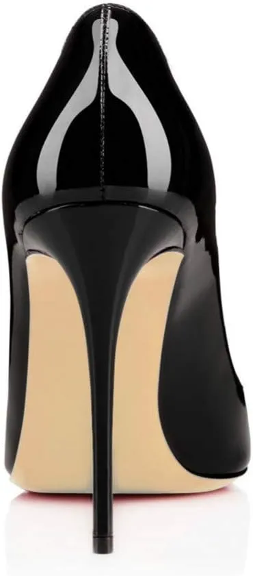 YODEKS Women's Round Toe Classic 10CM High Heel Pumps Slip On Stilettos Party Dress Shoes
