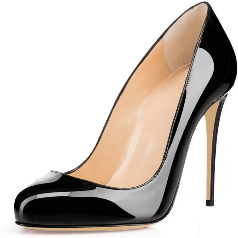 YODEKS Women's Round Toe Classic 10CM High Heel Pumps Slip On Stilettos Party Dress Shoes